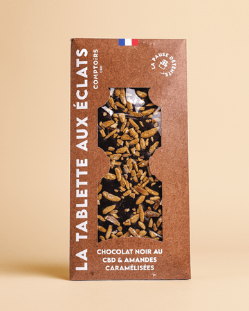 La Tablette aux Eclats - Chocolat Noir au CBD & Amandes Caramélisées - 120 g - LEEF CBD